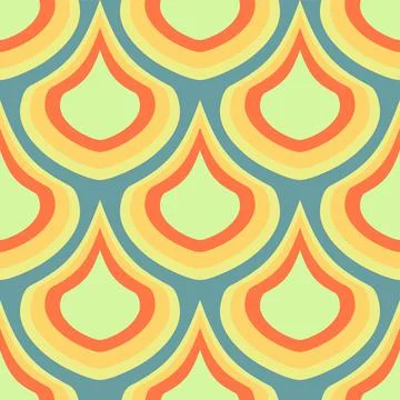Teardrop Geometric Pattern In Red, Blue And Orange Stock Illustration