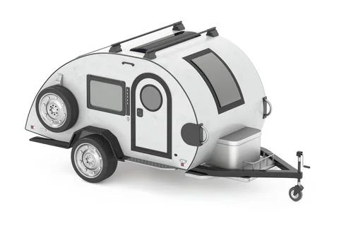 Teardrop trailer isolated on white background. 3D illustration Stock Illustration