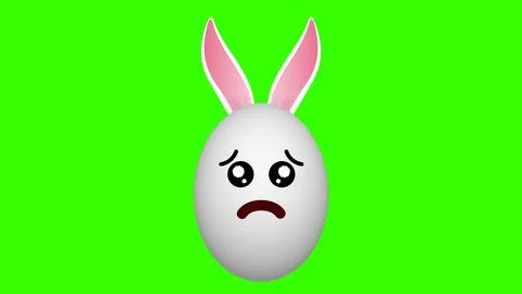 Tearful eye and sad expression easter egg on green screen. Stock Illustration