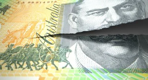 Tearing australian dollar note Stock Illustration