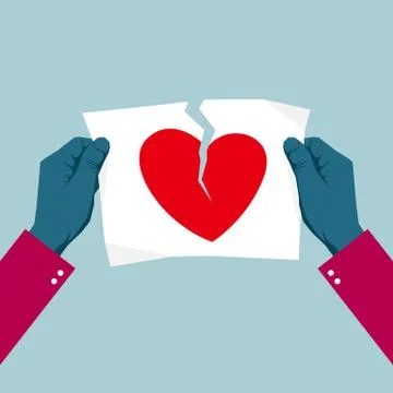Tearing the heart symbol using both hands. 스톡 일러스트