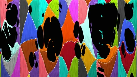 Tearing of a multicolored patchwork quilt Stock Footage 156716326