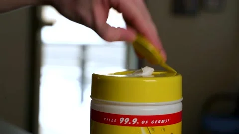 Tearing Off Sanitizing Wipes Stock Footage 148154884