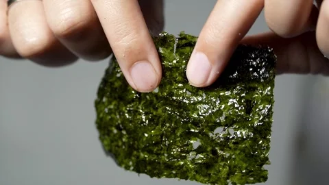 Tearing Seaweed Sheets Stock Footage 301277507