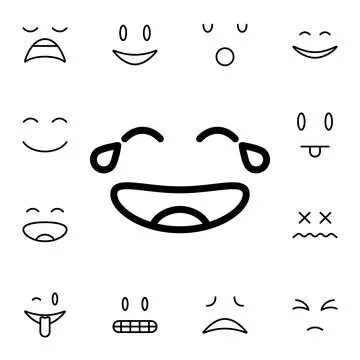 Tears of joy, face flat vector icon in emotions pack 스톡 일러스트
