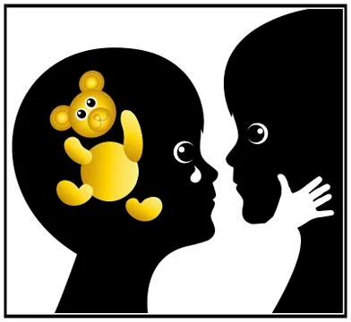 Tears over Broken Toy Illustrazione stock