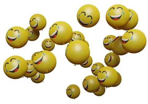 Tears smiling 3d render emoticon or emoji perfect for sosial media, branding, Stock Illustration
