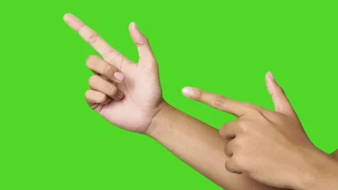 Tease hand gesture two finger gun isolated on green screen. Double finger pistol Stock Footage 291915631