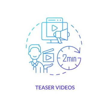 Teaser videos blue gradient concept icon Stock Illustration