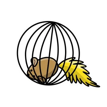 Teasing ball cage with plush squeaky mouse Stock Illustration