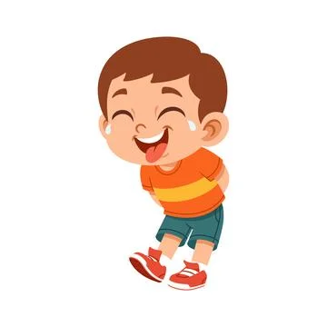 Teasing Boy Leaning Forward Playfully Flat Cartoon Character Stock Illustration