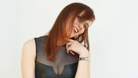 Teasing girl on White Background Stock Footage 81151942