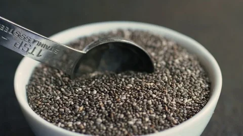 Teaspoon of chia seeds Stock Footage 69997579