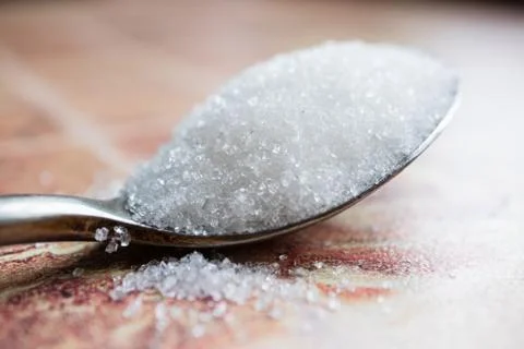 Teaspoon with sugar Stock Photos
