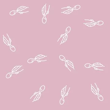 Teaspoon utensil line seamless pattern Stock Illustration
