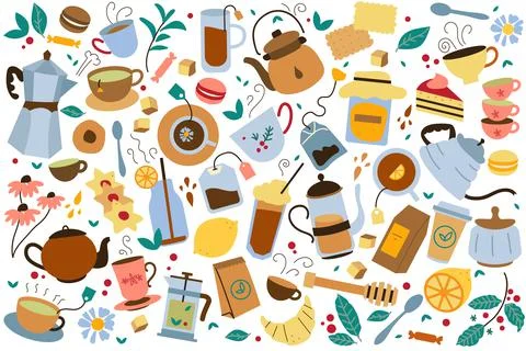 Teatime doodle set Stock Illustration