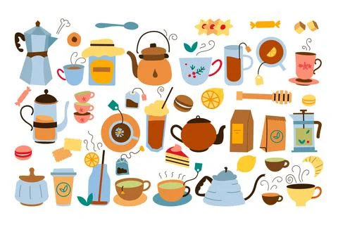 Teatime doodle set Stock Illustration
