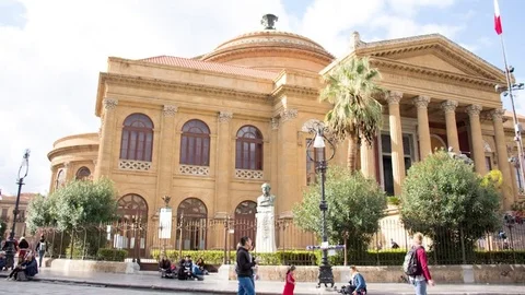 Teatro Massimo, Theatre of Palermo city Stock Footage