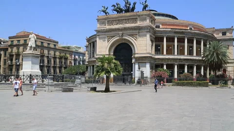 Teatro Politeama Garibaldi Stock Footage 53208964