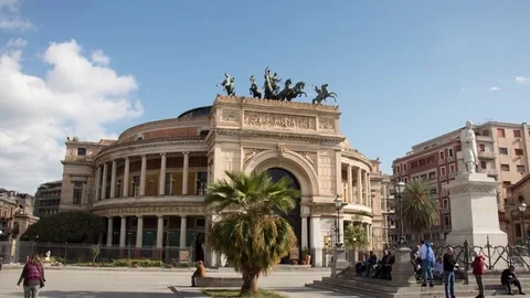 Teatro Politeama, Theatre of Palermo city Stock Footage