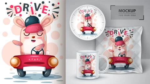 Teavel rabbit - mockup for your idea Stock Illustration