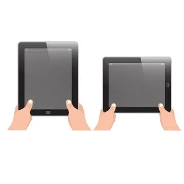 Teblet vertical and horizontal with hand holding Stock Illustration