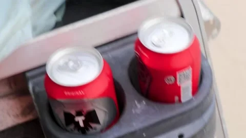 Tecate red beer while driving on Holbox island Mexico. Stock Footage 229423800