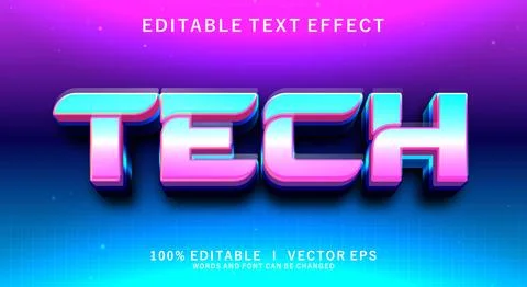 Tech 3d vector text effect with modern style design Stock Illustration