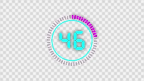 Tech 60 Second Digital Countdown Timer Alpha Channel Animation Stock Footage 335718802