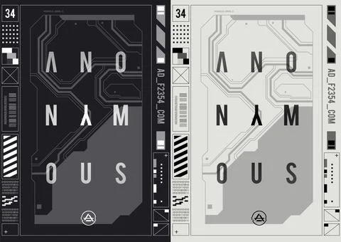 Tech Abstract poster template with HUD elements. cyber culture, Modern flye.. Stock Illustration