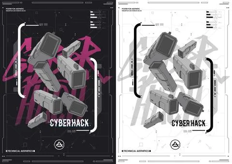 Tech Abstract poster template with HUD elements. cyber culture, Modern flye.. Stock Illustration