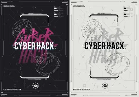 Tech Abstract poster template with HUD elements. cyber culture, Modern flye.. Illustrazione stock