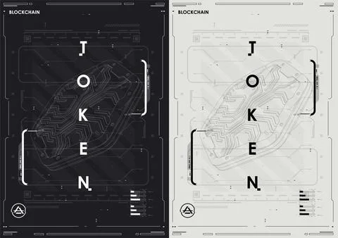 Tech Abstract poster template with HUD elements. cyber culture, Modern flye.. Stock Illustration