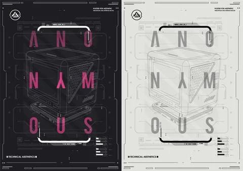 Tech Abstract poster template with HUD elements. cyber culture, Modern flye.. イラスト素材