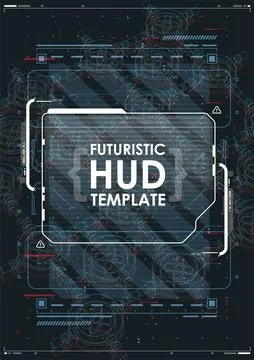 Tech Abstract poster template with HUD elements. cyber culture, Modern flyer Illustrazione stock