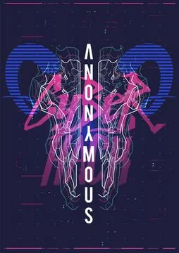 Tech Abstract poster template with HUD elements. cyber culture, Modern flyer Stock Illustration