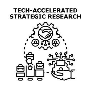 Tech accelerated strategic research and development process Stock Illustration