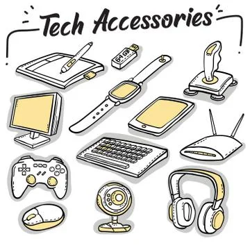 Tech accessories Illustrazione stock