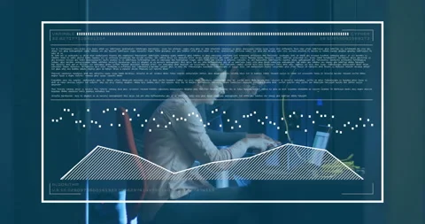 Tech adjusting cables guiding engineer starting data analysis with code and Stock Footage 313509545