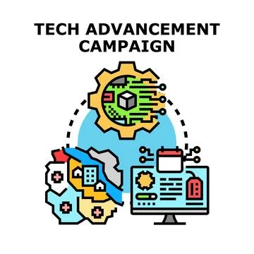 Tech advancement campaign illustrating digital transformation Stock Illustration