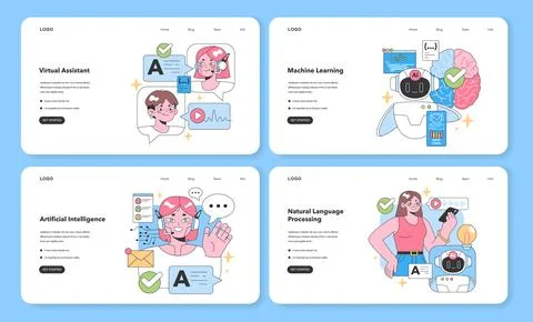 Tech advancements set. Flat vector illustration Stock Illustration