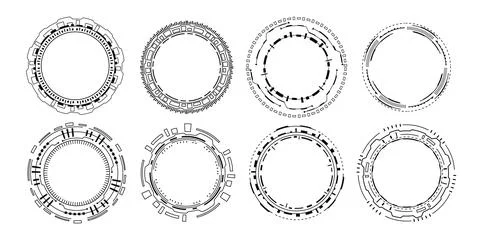 Tech ai circle frame background. Technology hud digital game interface. Stock Illustration