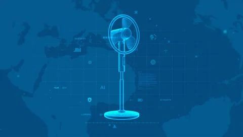 Tech AI Digital Blueprint Innovation with Futuristic Blue Background Stock Illustration