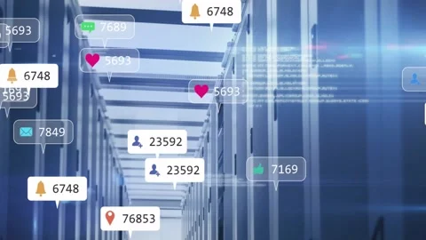 Tech aisle staying clear, notifications appearing at edges, drifting across then Stock Footage 331272701