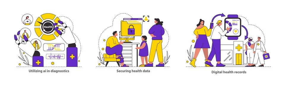 Tech-Assisted Health Flat Vector illustration. Stockillustratie