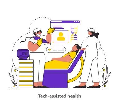 Tech-Assisted Health Flat Vector illustration. Stock Illustration