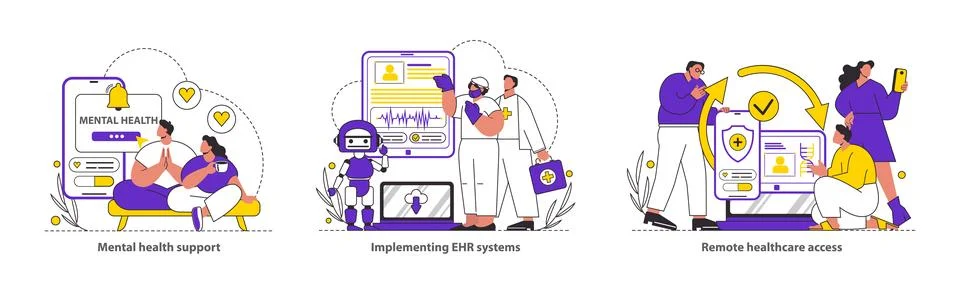 Tech-Assisted Health Flat Vector illustration. イラスト素材