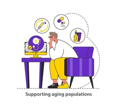 Tech-Assisted Health Flat Vector illustration. Stockillustratie