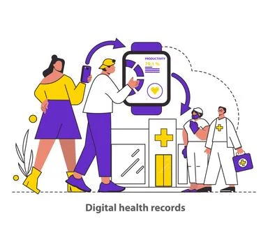 Tech-Assisted Health Flat Vector illustration. Stock Illustration