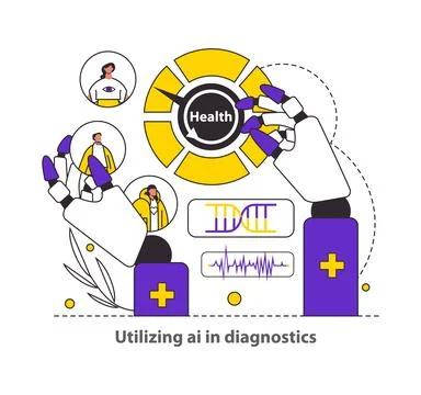 Tech-Assisted Health Flat Vector illustration. Stockillustratie